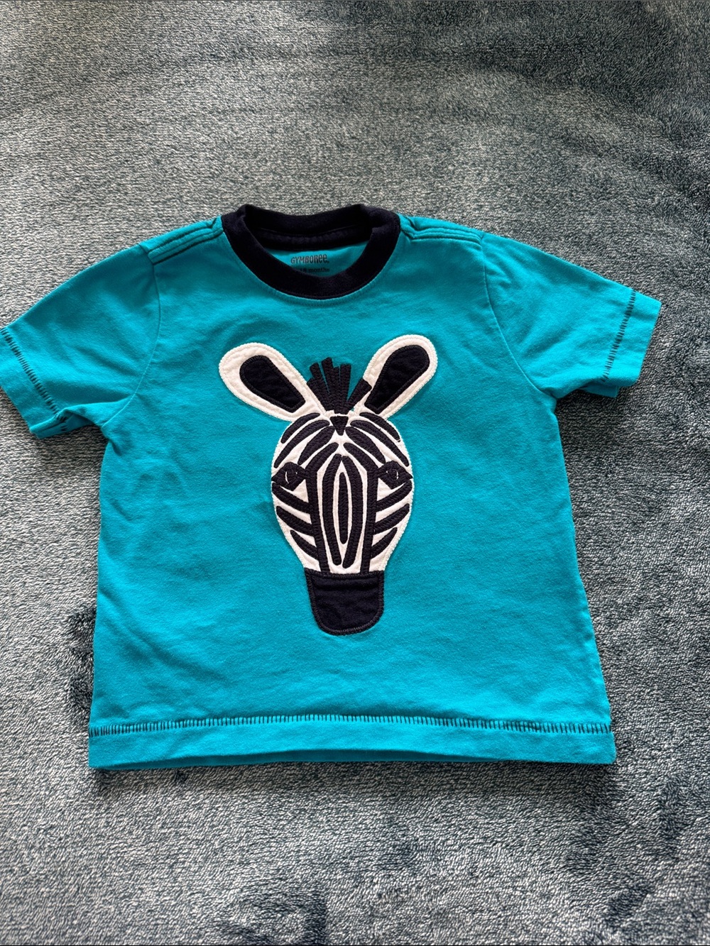 Gymboree Teal Short Sleeve Tee with Zebra Appliqué